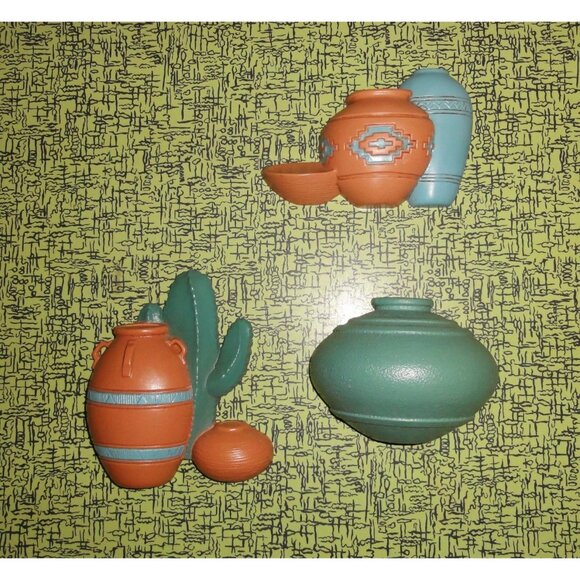 Vintage Burwood Southwest Pots & cactus Lot of 3 Wall Hangings Pueblo western - Picture 5 of 12